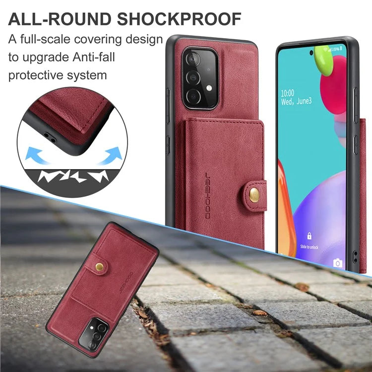 JEEHOOD J01 For Samsung Galaxy A33 5G Case Magnetic Detachabl Leather Back Cover Card Holder Pocket