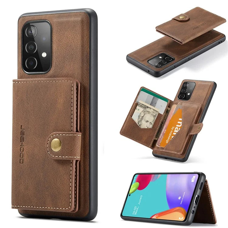 JEEHOOD J01 For Samsung Galaxy A33 5G Case Magnetic Detachabl Leather Back Cover Card Holder Pocket