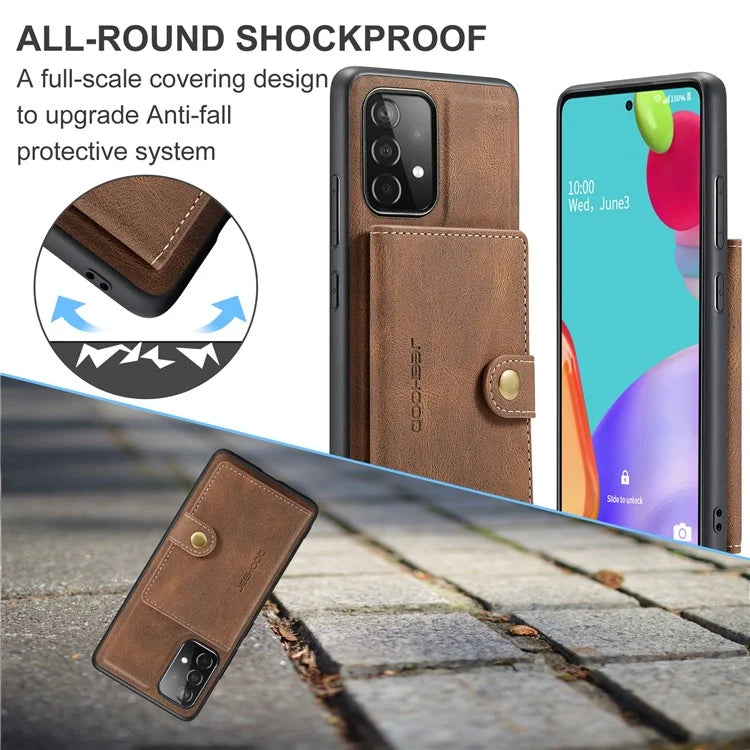 JEEHOOD J01 For Samsung Galaxy A33 5G Case Magnetic Detachabl Leather Back Cover Card Holder Pocket