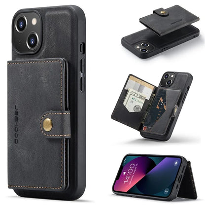 JEEHOOD J01 For iPhone 13 Case Detachable Card Holder Leather Back Cover Compatible with MagSafe