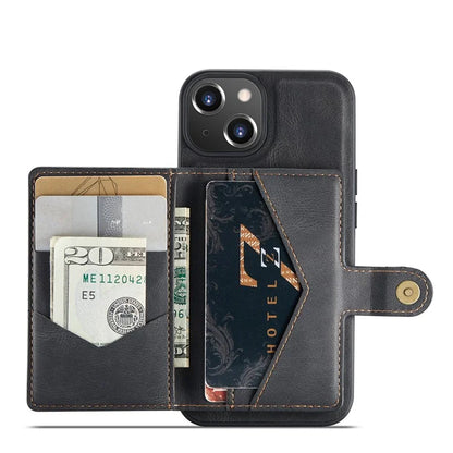 JEEHOOD J01 For iPhone 13 Case Detachable Card Holder Leather Back Cover Compatible with MagSafe