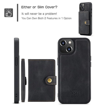 JEEHOOD J01 For iPhone 13 Case Detachable Card Holder Leather Back Cover Compatible with MagSafe