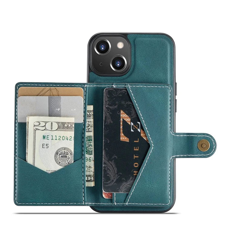 JEEHOOD J01 For iPhone 13 Case Detachable Card Holder Leather Back Cover Compatible with MagSafe