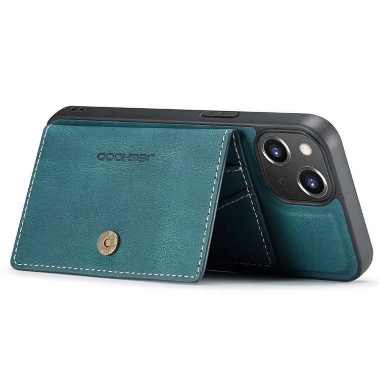 JEEHOOD J01 For iPhone 13 Case Detachable Card Holder Leather Back Cover Compatible with MagSafe