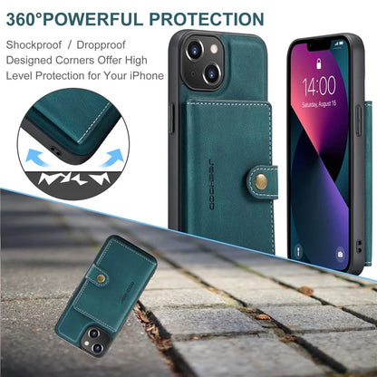 JEEHOOD J01 For iPhone 13 Case Detachable Card Holder Leather Back Cover Compatible with MagSafe