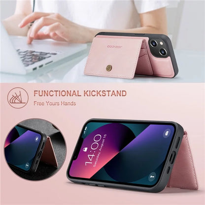 JEEHOOD J01 For iPhone 13 Case Detachable Card Holder Leather Back Cover Compatible with MagSafe
