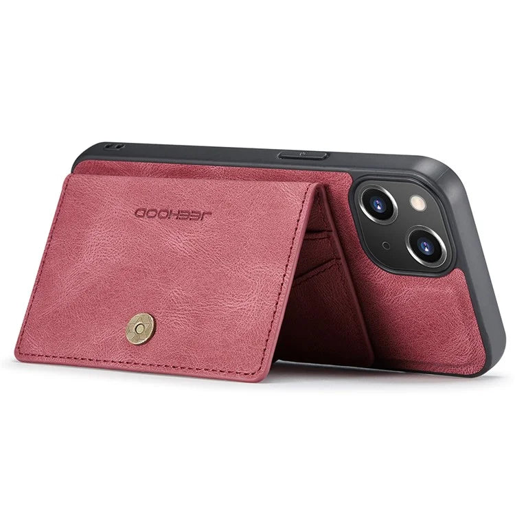 JEEHOOD J01 For iPhone 13 Case Detachable Card Holder Leather Back Cover Compatible with MagSafe