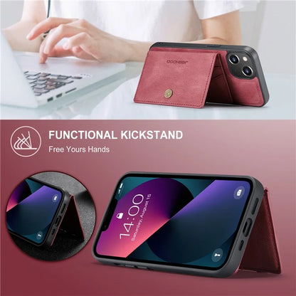 JEEHOOD J01 For iPhone 13 Case Detachable Card Holder Leather Back Cover Compatible with MagSafe