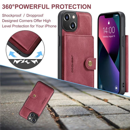 JEEHOOD J01 For iPhone 13 Case Detachable Card Holder Leather Back Cover Compatible with MagSafe