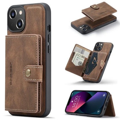 JEEHOOD J01 For iPhone 13 Case Detachable Card Holder Leather Back Cover Compatible with MagSafe