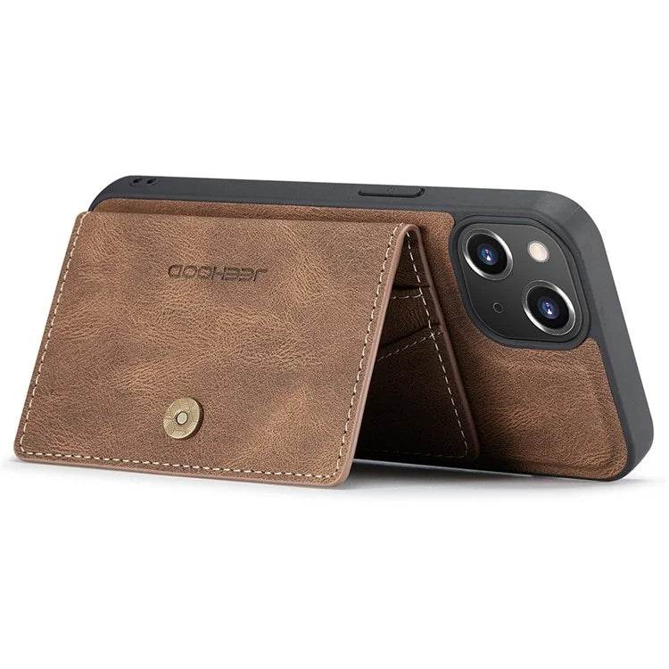 JEEHOOD J01 For iPhone 13 Case Detachable Card Holder Leather Back Cover Compatible with MagSafe