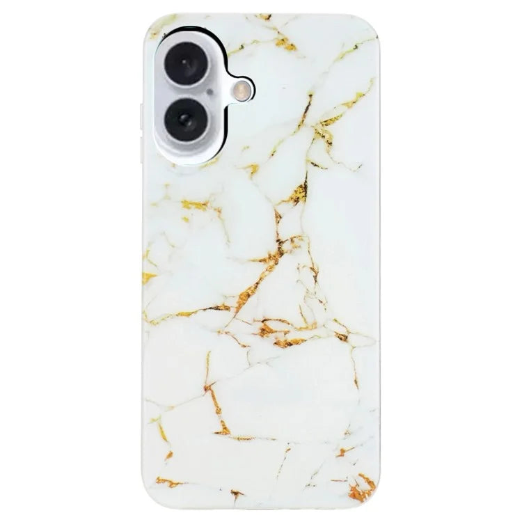 For iPhone 16 Plus Case Marble Pattern Anti-Scratch TPU Soft Phone Cover