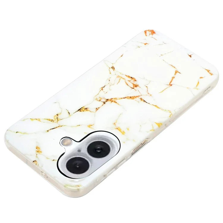 For iPhone 16 Plus Case Marble Pattern Anti-Scratch TPU Soft Phone Cover
