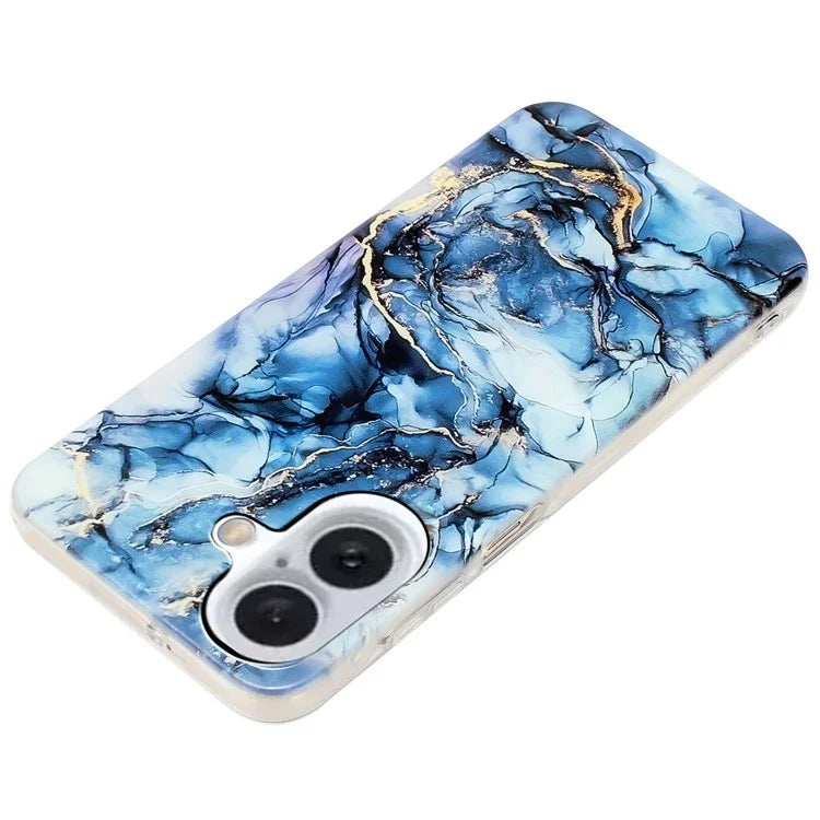 For iPhone 16 Plus Case Marble Pattern Anti-Scratch TPU Soft Phone Cover