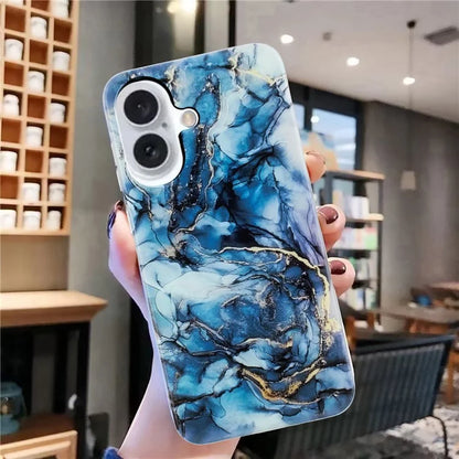 For iPhone 16 Plus Case Marble Pattern Anti-Scratch TPU Soft Phone Cover