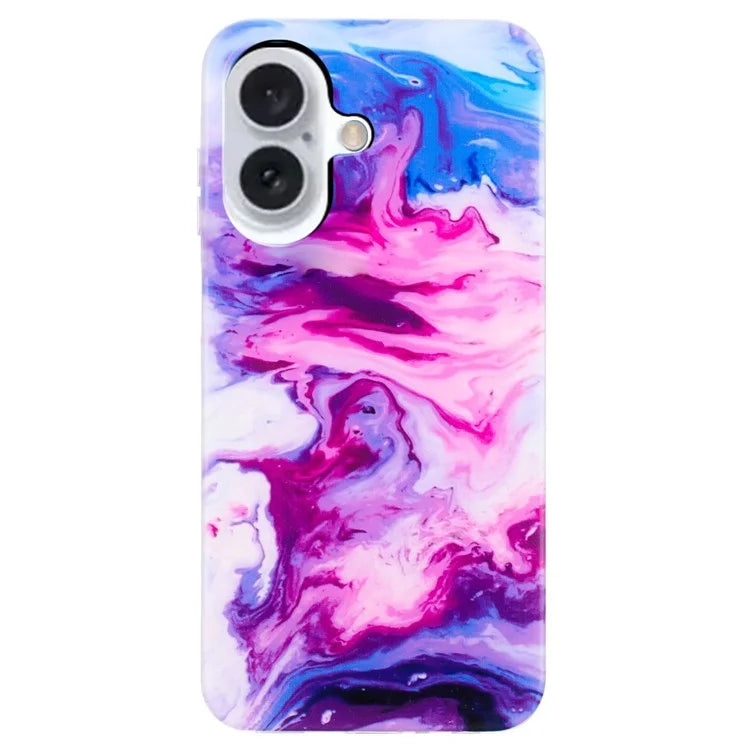 For iPhone 16 Plus Case Marble Pattern Anti-Scratch TPU Soft Phone Cover