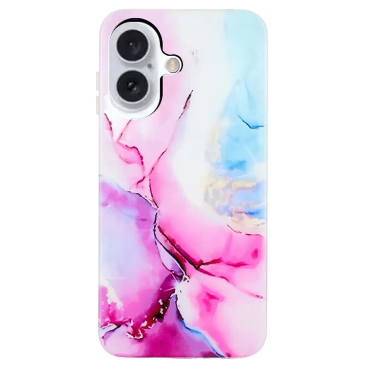 For iPhone 16 Plus Case Marble Pattern Anti-Scratch TPU Soft Phone Cover