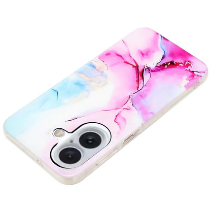 For iPhone 16 Plus Case Marble Pattern Anti-Scratch TPU Soft Phone Cover