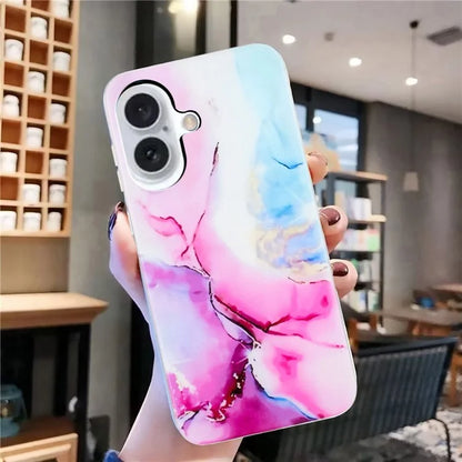 For iPhone 16 Plus Case Marble Pattern Anti-Scratch TPU Soft Phone Cover