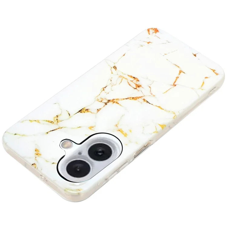 For iPhone 16 TPU Case Marble Pattern Print Protective Phone Cover
