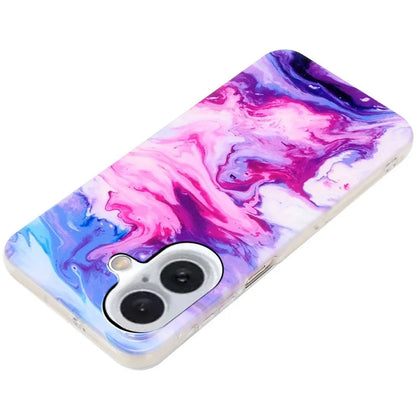 For iPhone 16 TPU Case Marble Pattern Print Protective Phone Cover
