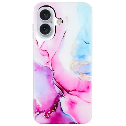 For iPhone 16 TPU Case Marble Pattern Print Protective Phone Cover
