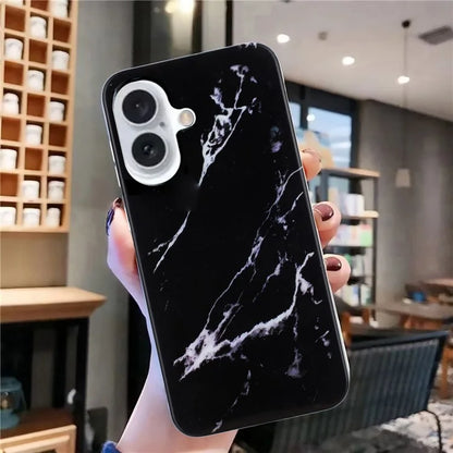 For iPhone 16 TPU Case Marble Pattern Print Protective Phone Cover