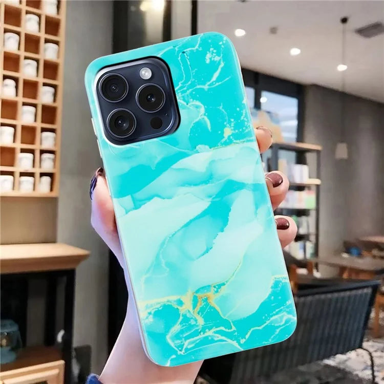 For iPhone 16 Pro Case Soft TPU Phone Cover Marble Pattern Printing