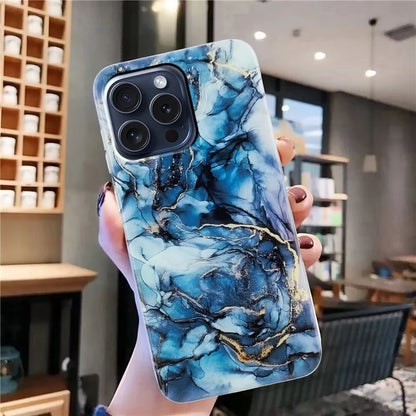 For iPhone 16 Pro Case Soft TPU Phone Cover Marble Pattern Printing
