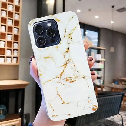 For iPhone 16 Pro Case Soft TPU Phone Cover Marble Pattern Printing