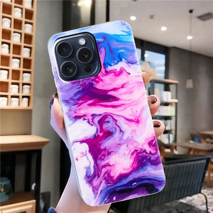 For iPhone 16 Pro Case Soft TPU Phone Cover Marble Pattern Printing