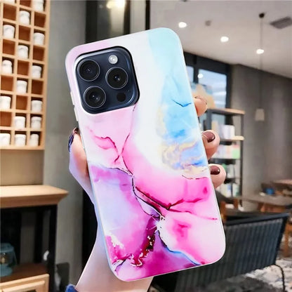 For iPhone 16 Pro Case Soft TPU Phone Cover Marble Pattern Printing