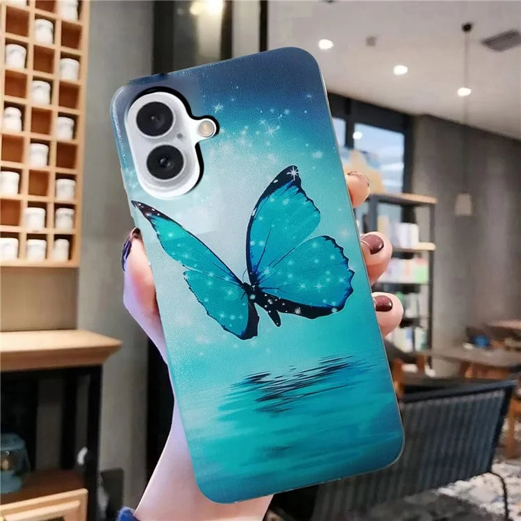 For iPhone 16 Plus Case Pattern Printing Anti-Scratch TPU Soft Phone Cover