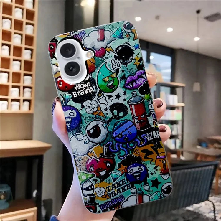 For iPhone 16 Plus Case Pattern Printing Anti-Scratch TPU Soft Phone Cover