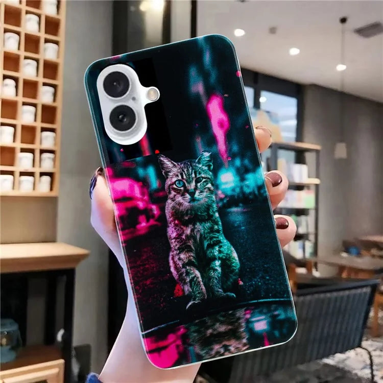 For iPhone 16 Case Pattern Printing Flexible TPU Mobile Phone Cover