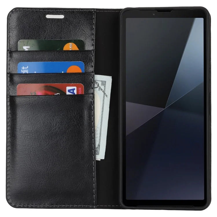 For Sony Xperia 10 VI Case Crazy Horse Texture Split Leather Wallet Phone Cover