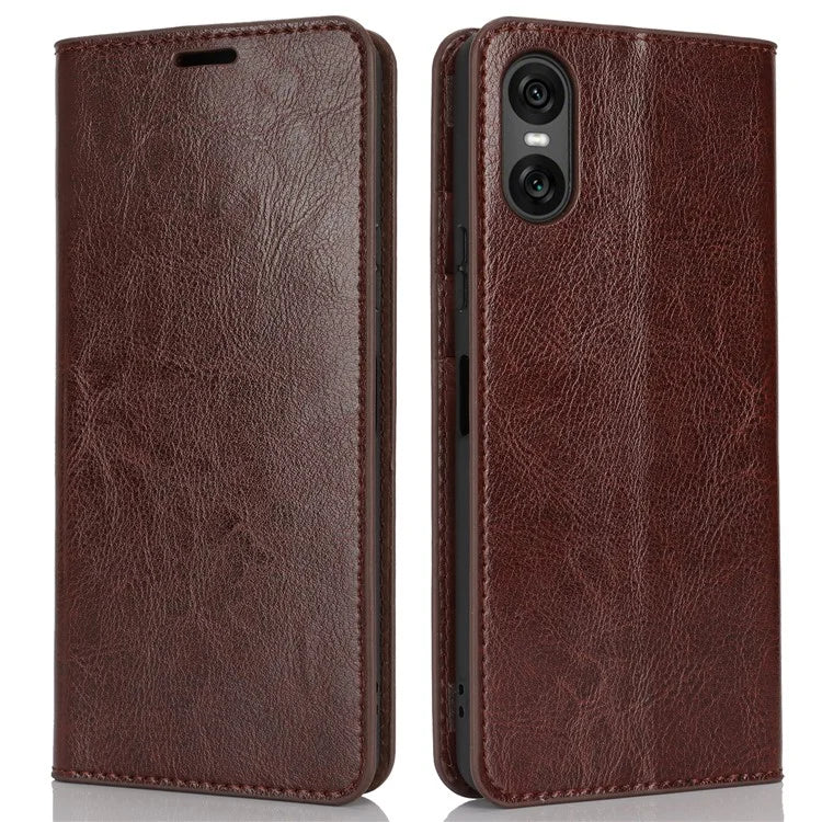 For Sony Xperia 10 VI Case Crazy Horse Texture Split Leather Wallet Phone Cover