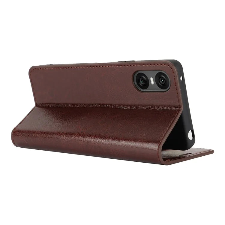 For Sony Xperia 10 VI Case Crazy Horse Texture Split Leather Wallet Phone Cover