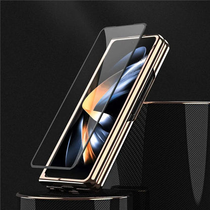 For Samsung Galaxy Z Fold6 5G Case V-Shape Pattern Kickstand PC Phone Cover