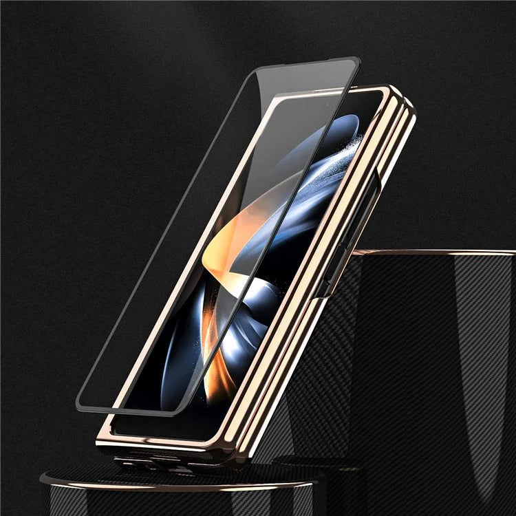 For Samsung Galaxy Z Fold6 5G Case V-Shape Pattern Kickstand PC Phone Cover