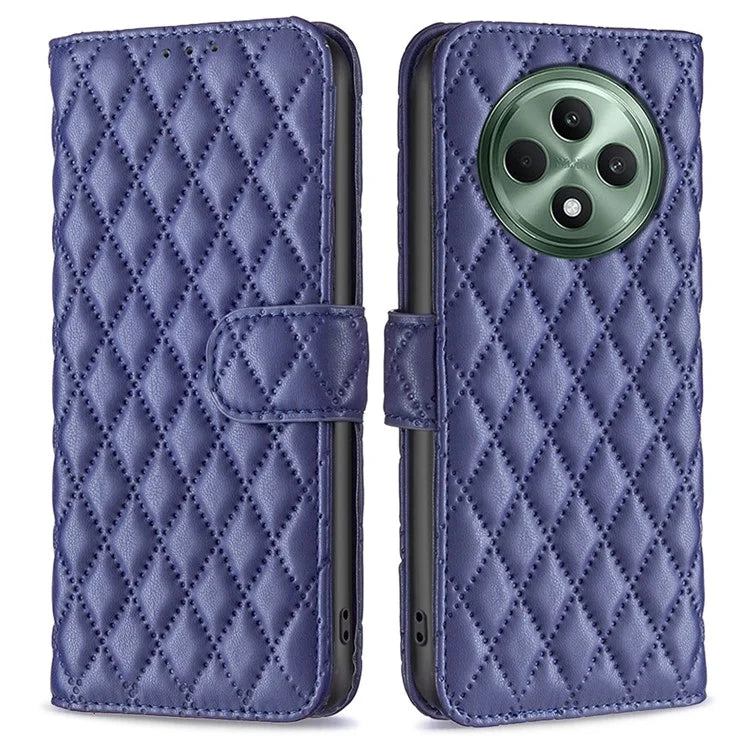 BINFEN COLOR BF Style-14 For Oppo Reno12 F 5G Wallet Case Rhombus PU Leather Phone Cover