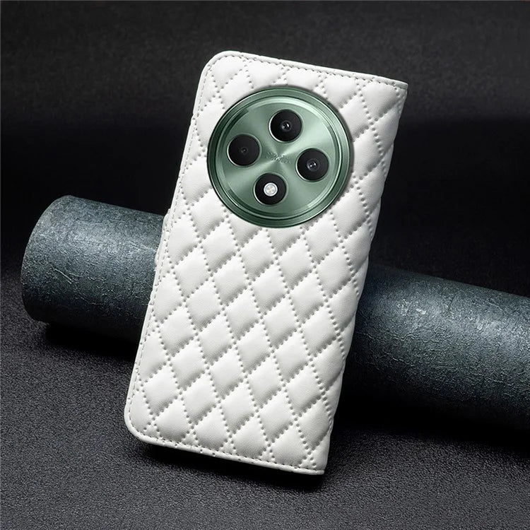 BINFEN COLOR BF Style-14 For Oppo Reno12 F 5G Wallet Case Rhombus PU Leather Phone Cover
