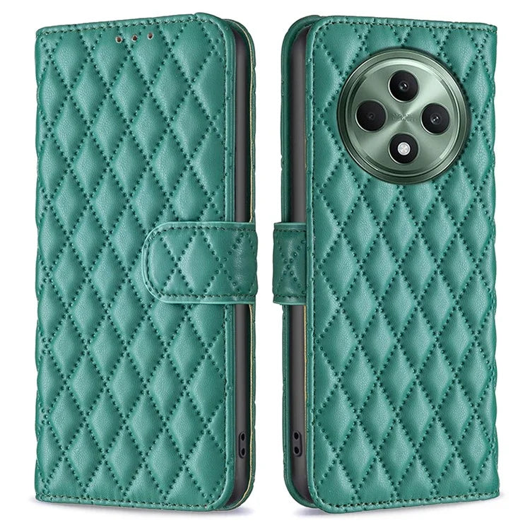 BINFEN COLOR BF Style-14 For Oppo Reno12 F 5G Wallet Case Rhombus PU Leather Phone Cover