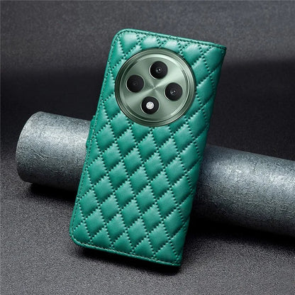 BINFEN COLOR BF Style-14 For Oppo Reno12 F 5G Wallet Case Rhombus PU Leather Phone Cover