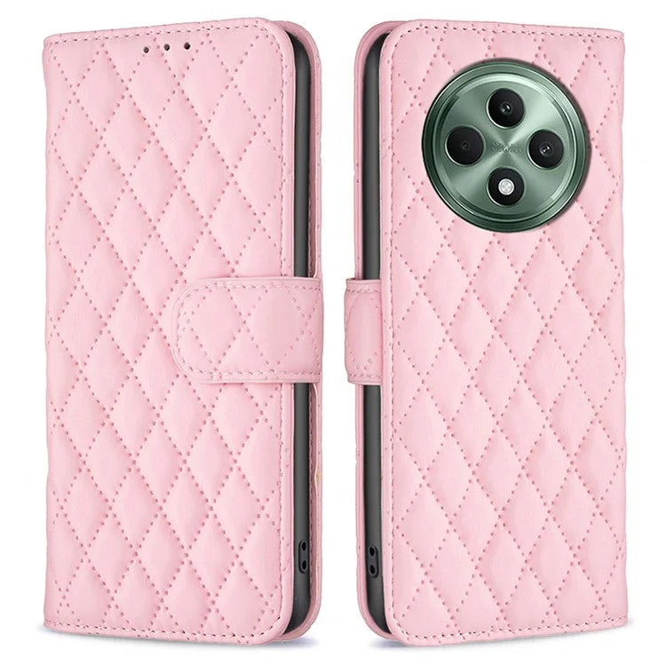 BINFEN COLOR BF Style-14 For Oppo Reno12 F 5G Wallet Case Rhombus PU Leather Phone Cover