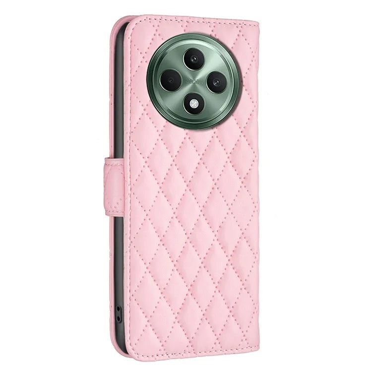BINFEN COLOR BF Style-14 For Oppo Reno12 F 5G Wallet Case Rhombus PU Leather Phone Cover