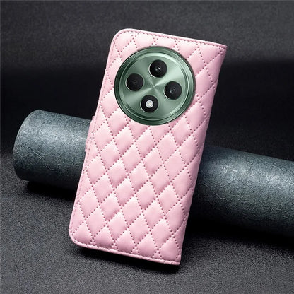 BINFEN COLOR BF Style-14 For Oppo Reno12 F 5G Wallet Case Rhombus PU Leather Phone Cover