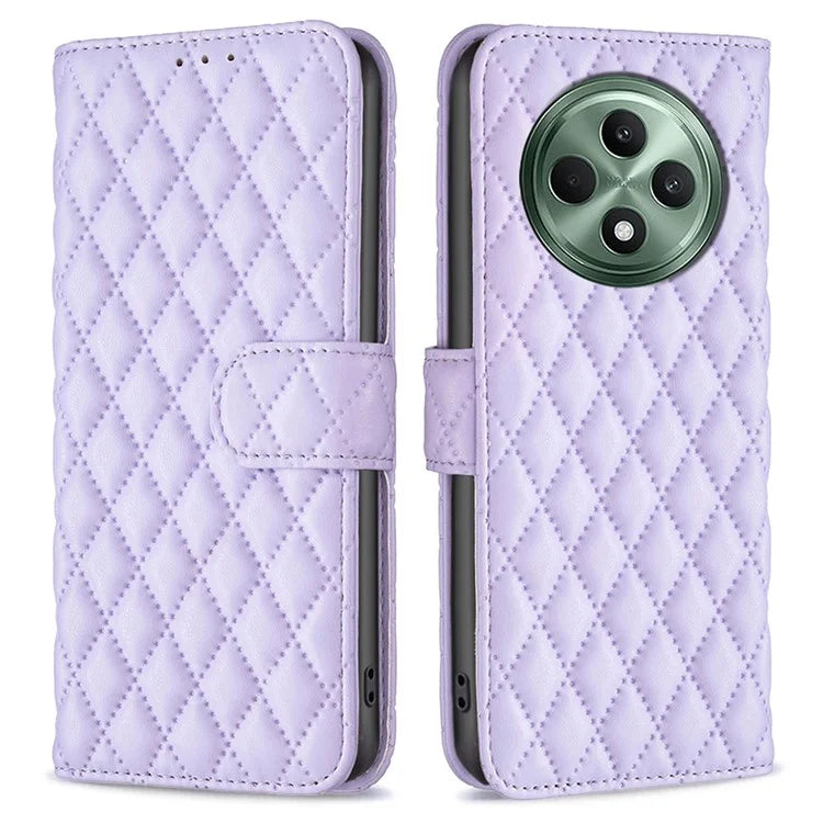 BINFEN COLOR BF Style-14 For Oppo Reno12 F 5G Wallet Case Rhombus PU Leather Phone Cover