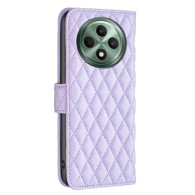 BINFEN COLOR BF Style-14 For Oppo Reno12 F 5G Wallet Case Rhombus PU Leather Phone Cover