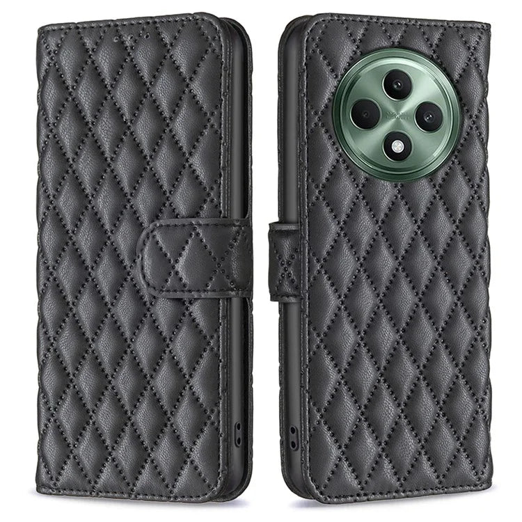 BINFEN COLOR BF Style-14 For Oppo Reno12 F 5G Wallet Case Rhombus PU Leather Phone Cover